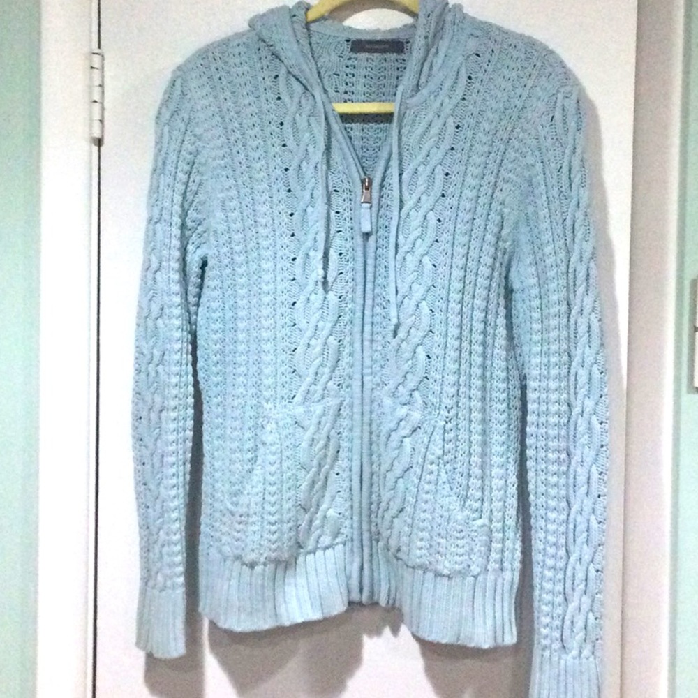 Hooded Cable Knit Sweater